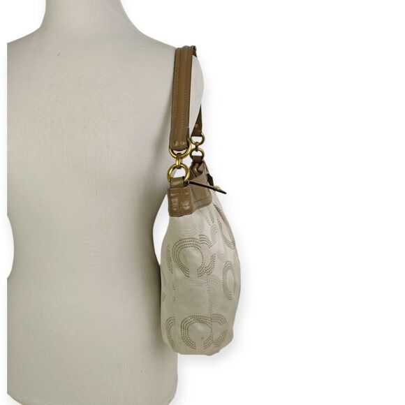 Coach Olive Brown and Cream CC Signature Patterned Shoulder Bag Handbag Purse - Picture 6 of 13